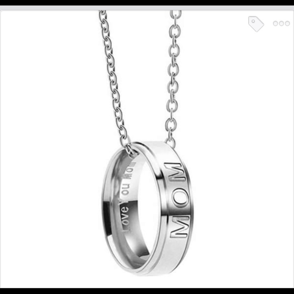 New engraved love you mom ring necklace